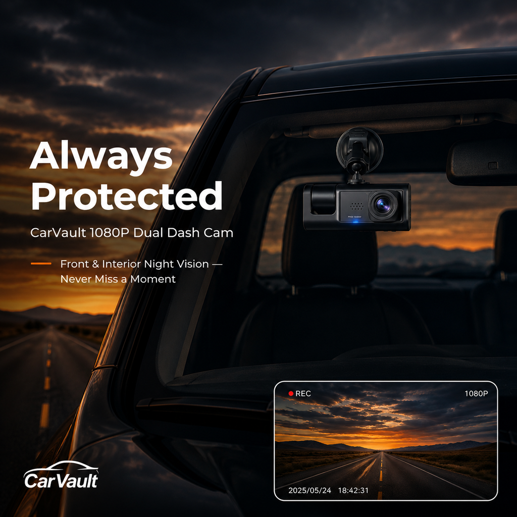 CarVault 1080P Dual Dash Cam – Front & Interior Night Vision